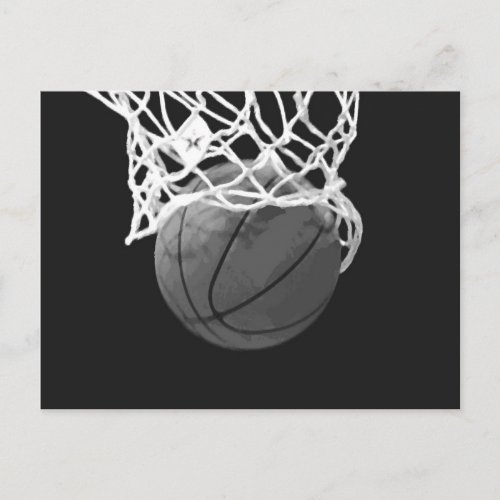 Black  White Basketball Postcard