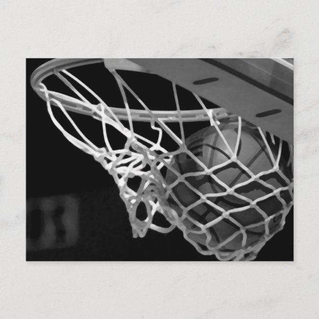Black & White Basketball Postcard (Front)