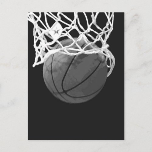 Black  White Basketball Postcard
