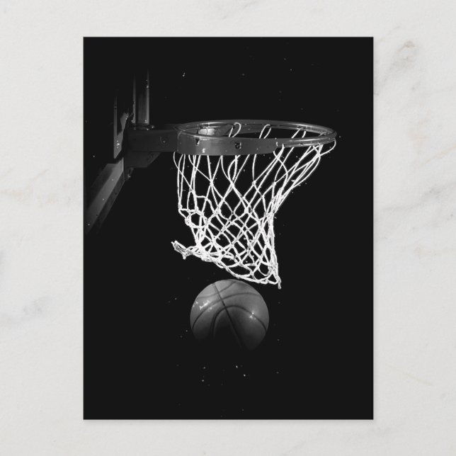 Black & White Basketball Postcard (Front)