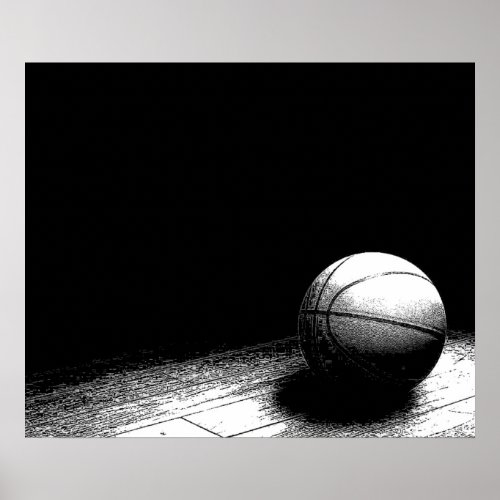 Black  White Basketball Poster