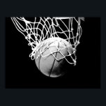 Black White Basketball Print Poster<br><div class="desc">I Love This Game. Popular Sports - Black & White Basketball Game Ball Image.</div>