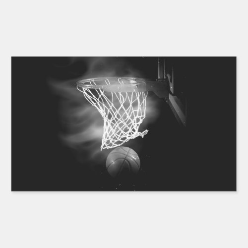 Black  White Basketball Rectangle Sticker