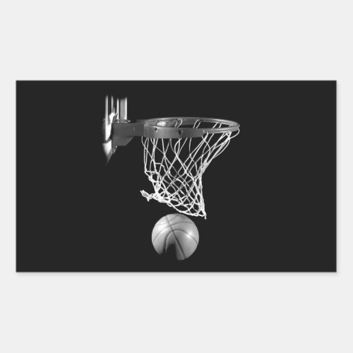 Black  White Basketball Rectangular Sticker