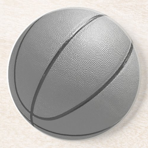 Black  White Basketball Sandstone Coaster