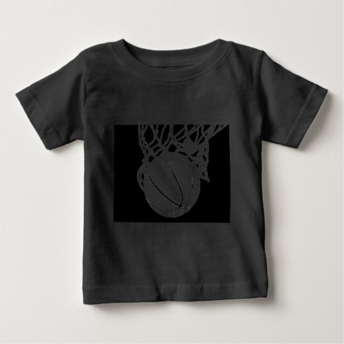 Black  White Basketball Silhouette Baby T_Shirt