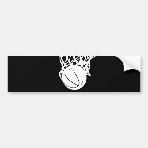 Black  White Basketball Silhouette Bumper Sticker