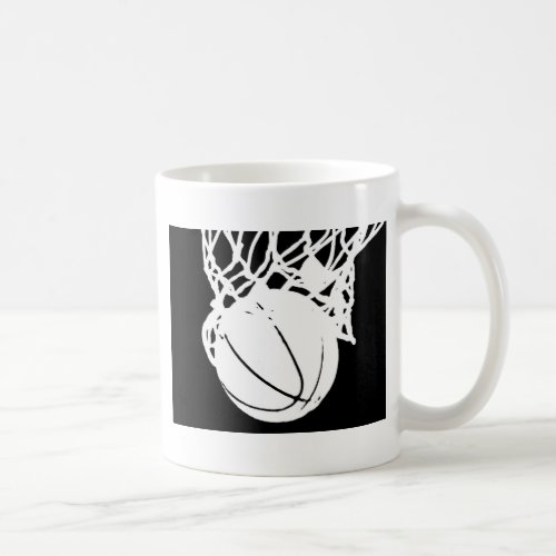 Black  White Basketball Silhouette Coffee Mug