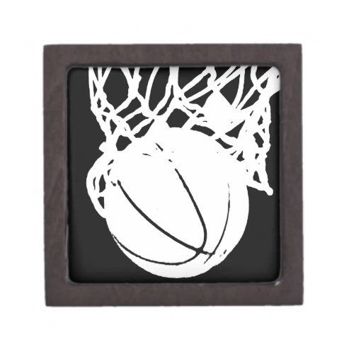 Black  White Basketball Silhouette Jewelry Box
