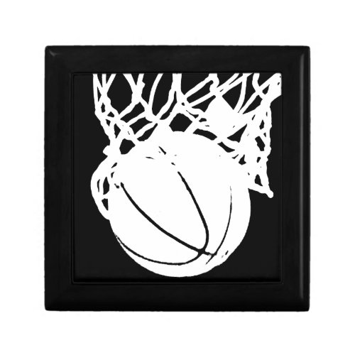 Black  White Basketball Silhouette Jewelry Box