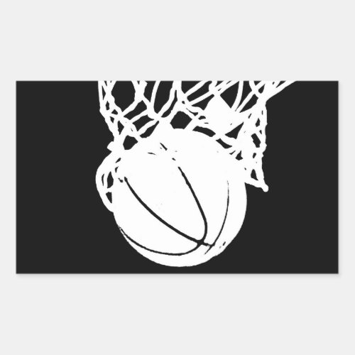 Black  White Basketball Silhouette Rectangular Sticker