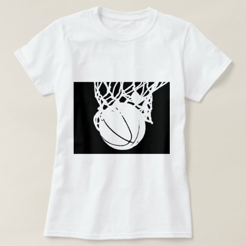 Black  White Basketball Silhouette T_Shirt
