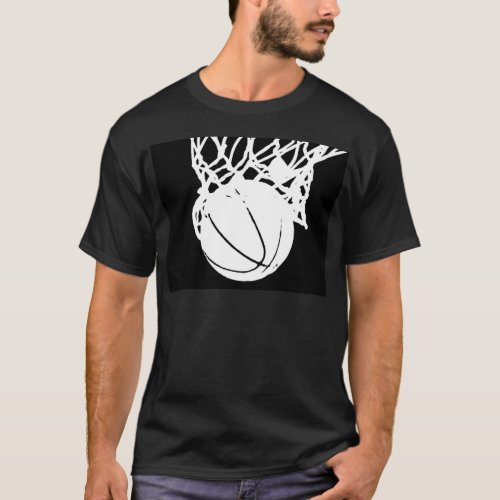 Black  White Basketball Silhouette T_Shirt