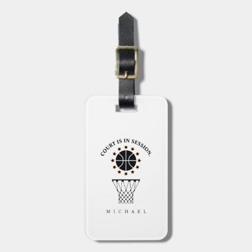 Black  White Basketball Sports Equipment Pattern Luggage Tag