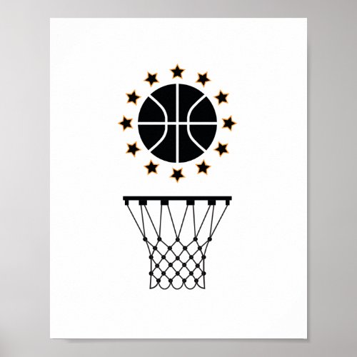 Black  White Basketball Sports Equipment Pattern Poster