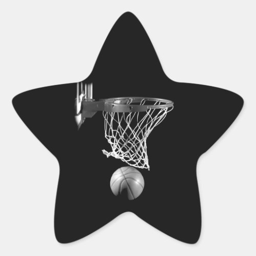 Black  White Basketball Star Sticker