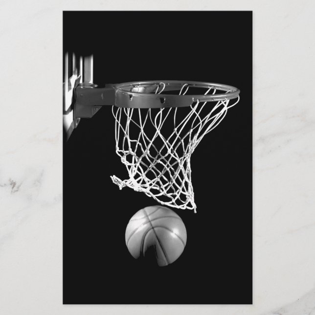 Black & White Basketball Stationery (Front)