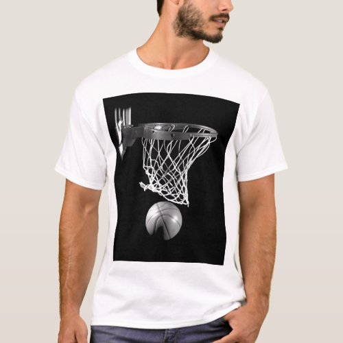 Black  White Basketball T_Shirt