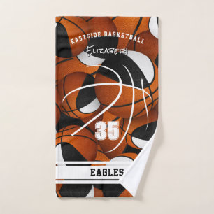 black white basketball team colors athlete name hand towel