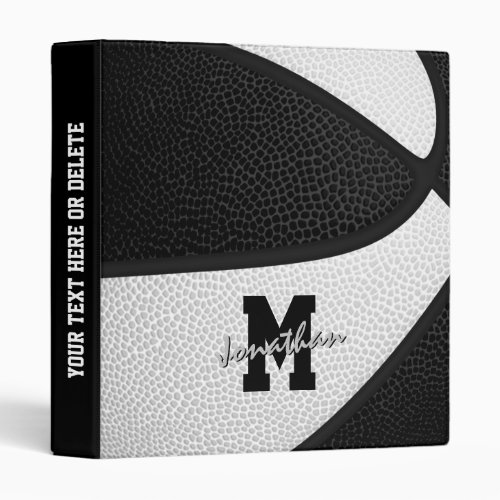 black white basketball team colors boys girls 3 ring binder