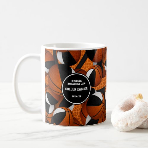 black white basketball team colors coach name coffee mug