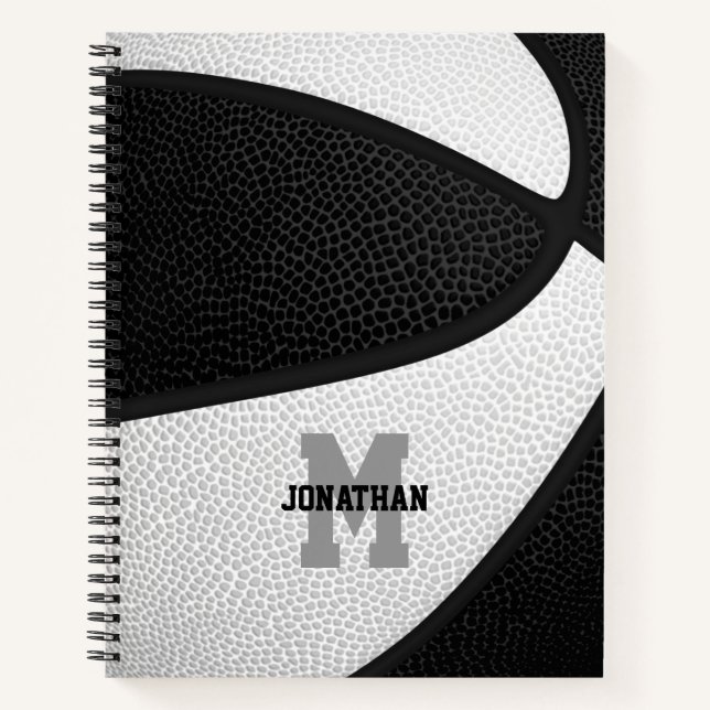black white basketball team colors personalized notebook (Front)