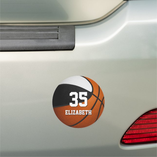 black white basketball team spirit kids custom car magnet (In Situ)