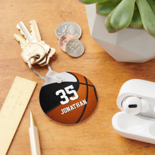 black white basketball team spirit kids custom keychain