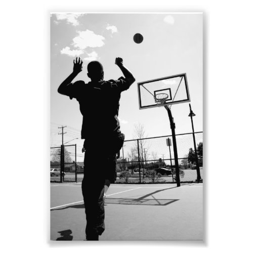 Black  White Basketball Toss Photo Print