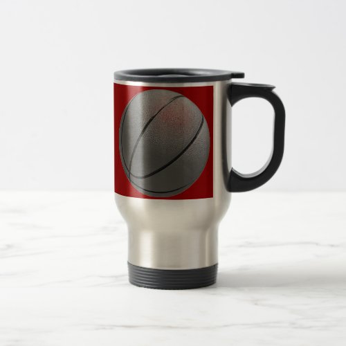 Black  White Basketball Travel Mug