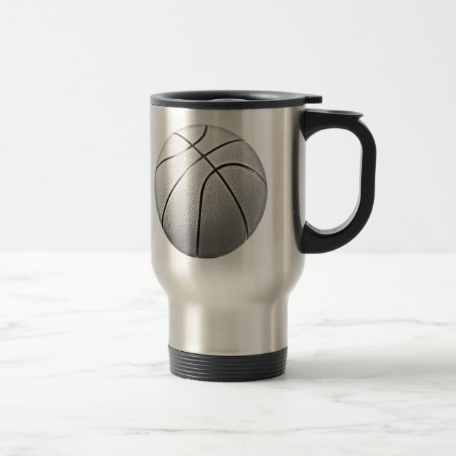 Black & White Basketball Travel Mug (Right)
