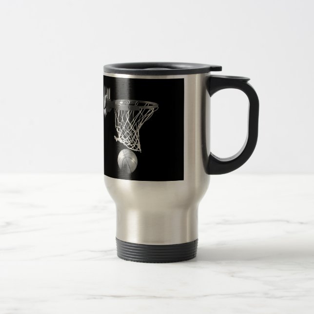 Black & White Basketball Travel Mug (Right)