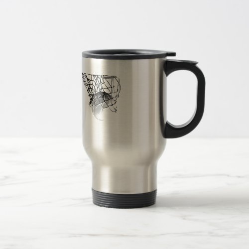 Black  White Basketball Travel Mug