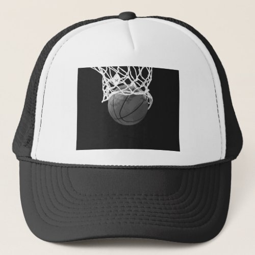 Black  White Basketball Trucker Hat