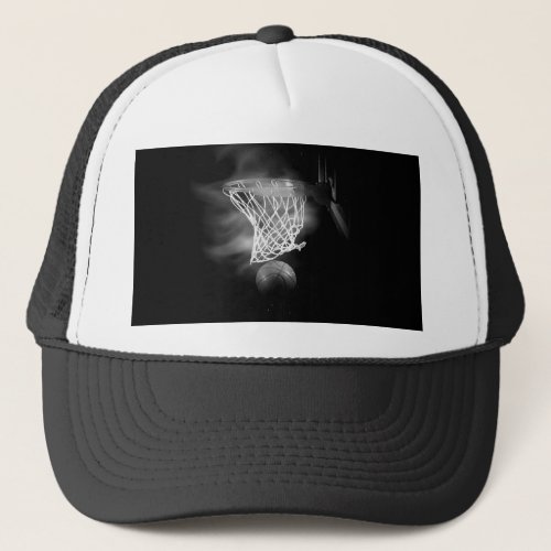 Black  White Basketball Trucker Hat