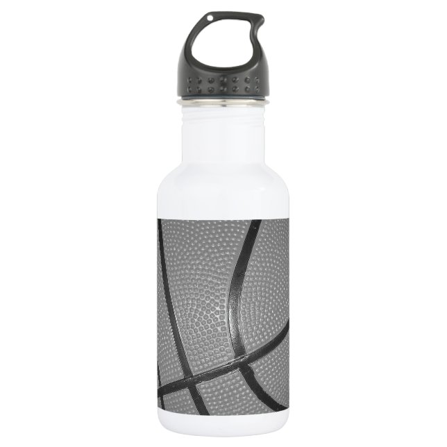 Black & White Basketball Water Bottle (Front)