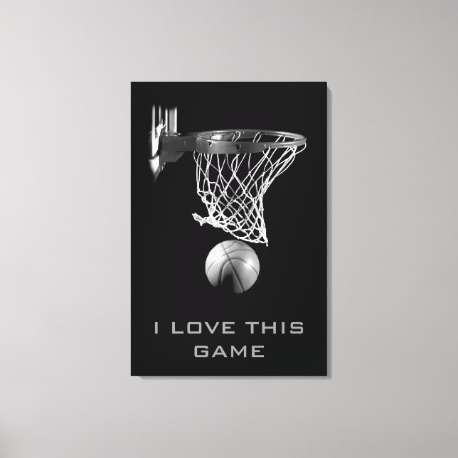 Black White Basketball Wrapped Canvas (Front)