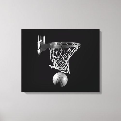 Black  White Basketball Wrapped Canvas