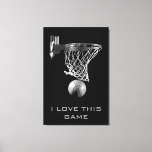 Black White Basketball Wrapped Canvas Print