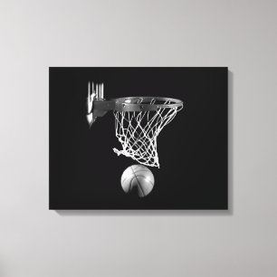 Black & White Basketball Wrapped Canvas Print