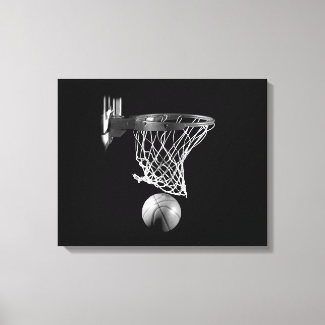 Black & White Basketball Wrapped Canvas Print (Front)