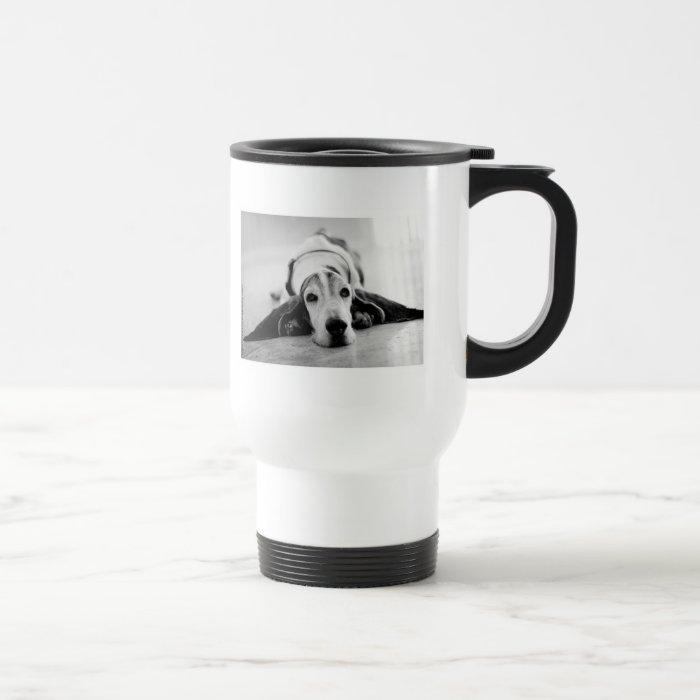 Black & White Basset Hound Travel Mug