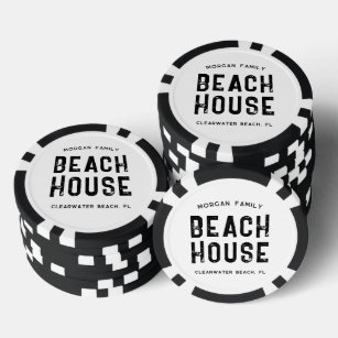 Black & White Beach House Custom Name Vegas Casino Poker Chips
