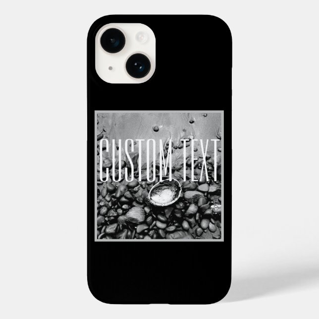 BLACK WHITE BEACH PHOTO SHELL STONES SAND CUSTOM  Case-Mate iPhone CASE (Back)