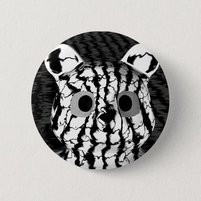 Black White Bear Pinback Button (Front)