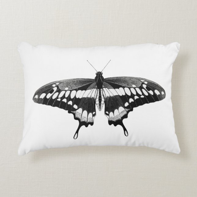 Black & White Beautiful Butterfly  Accent Pillow (Front)