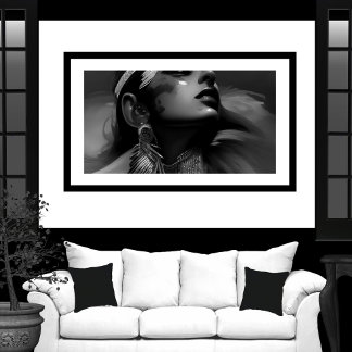 Black White Beautiful Indian woman Monochrome 2 Poster