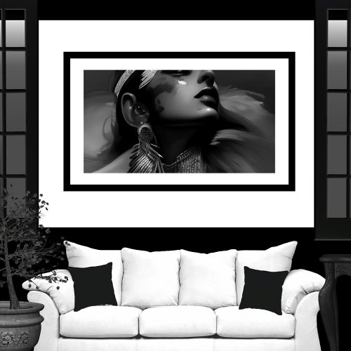 Black White Beautiful Indian woman Monochrome 2 Poster