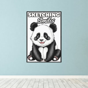 Black & White Beauty Panda Perfection Design Canvas Print