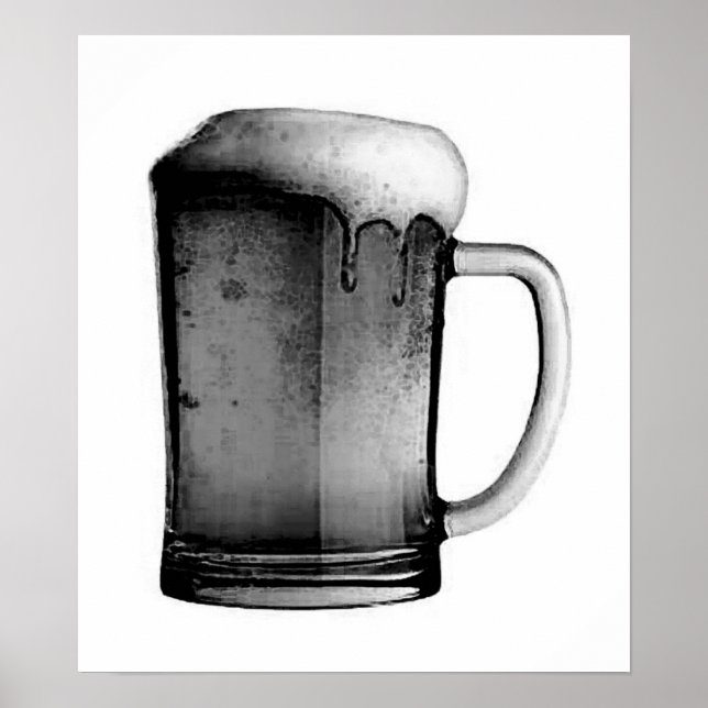 Black & White Beer Mug Poster Print (Front)